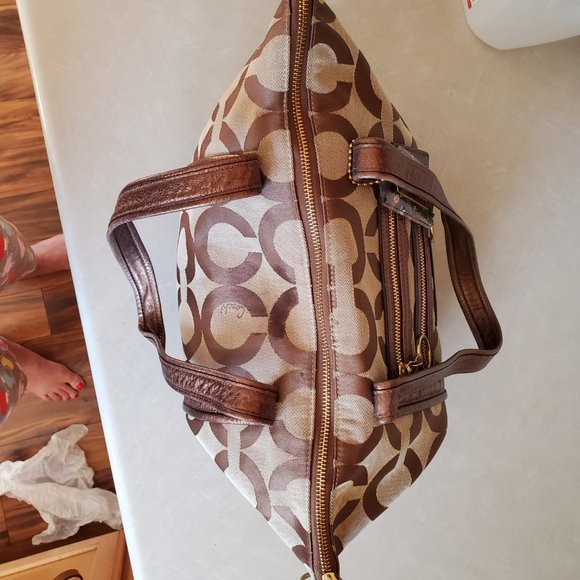 Vintage Coach Poppy Op Art Signature C's Tote Bag Purse c - Picture 10 of 14